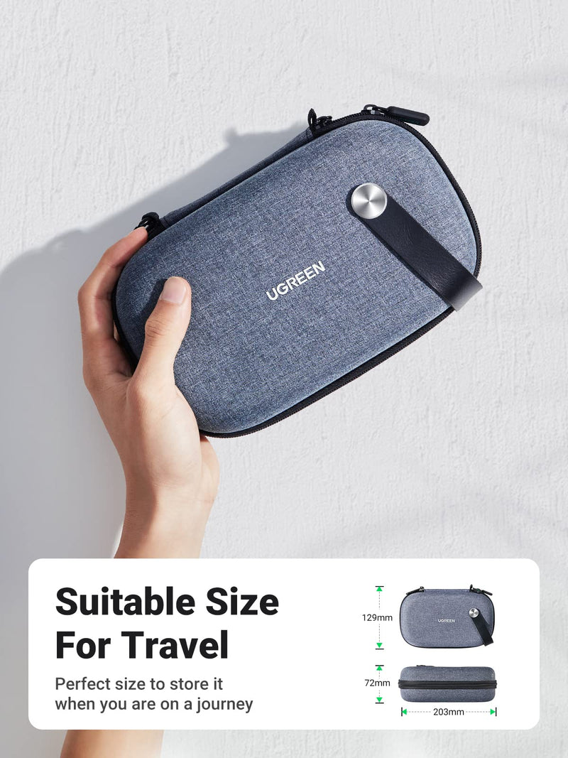 UGREEN Travel Case Tech Gadget Electronic Organizer Cable Pouch Small Hard Case Storage Carry Bag Portable for Hard Drive, Charger Cable, USB Cord, Phone, Power Adapter, Earphone, SD Card, Grey