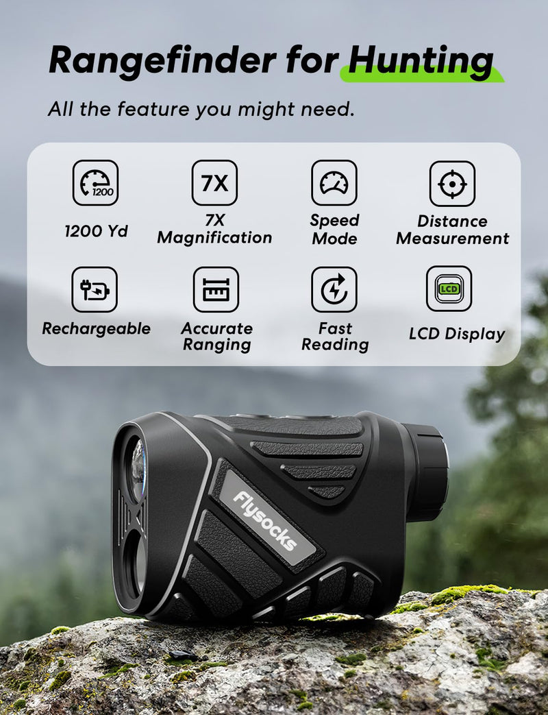 [AUSTRALIA] - Range Finder for Hunter, 2000Y Hunting Rangefinder with Rechargeable Battery, 7X Zoom Laser Rangefinder, Clear Accurate Range Finder for Shooting/Golf with Slope Mode, Easy to Use 