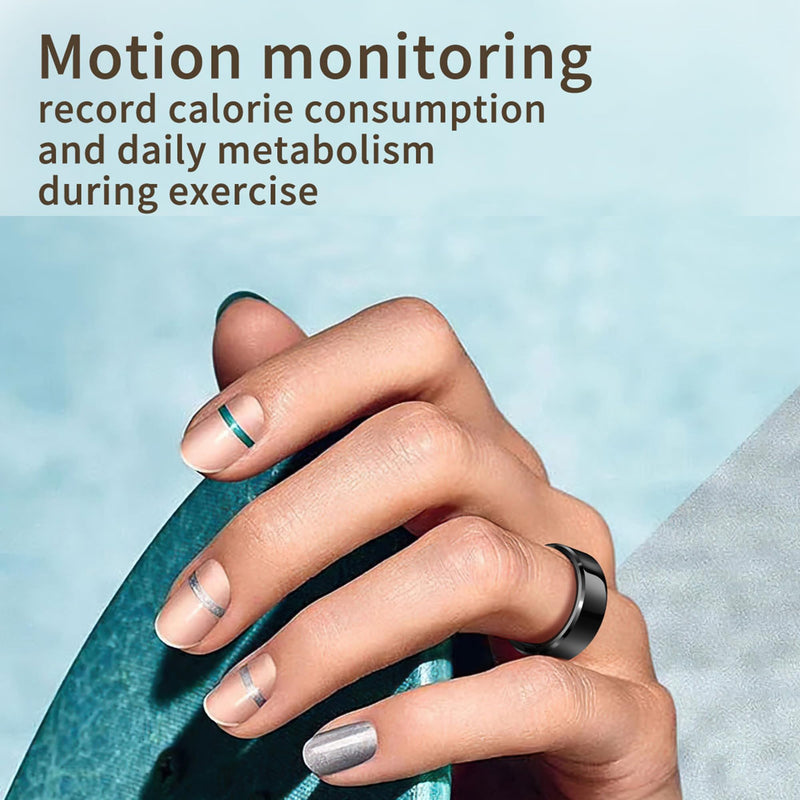 Smart Ring Health Rings Waterproof Heart Rate Monitor Step Calorie Counter Pedometer Distance Sleep Tracker Long Battery Life Sports iOS & Android Smart Rings for Men Women