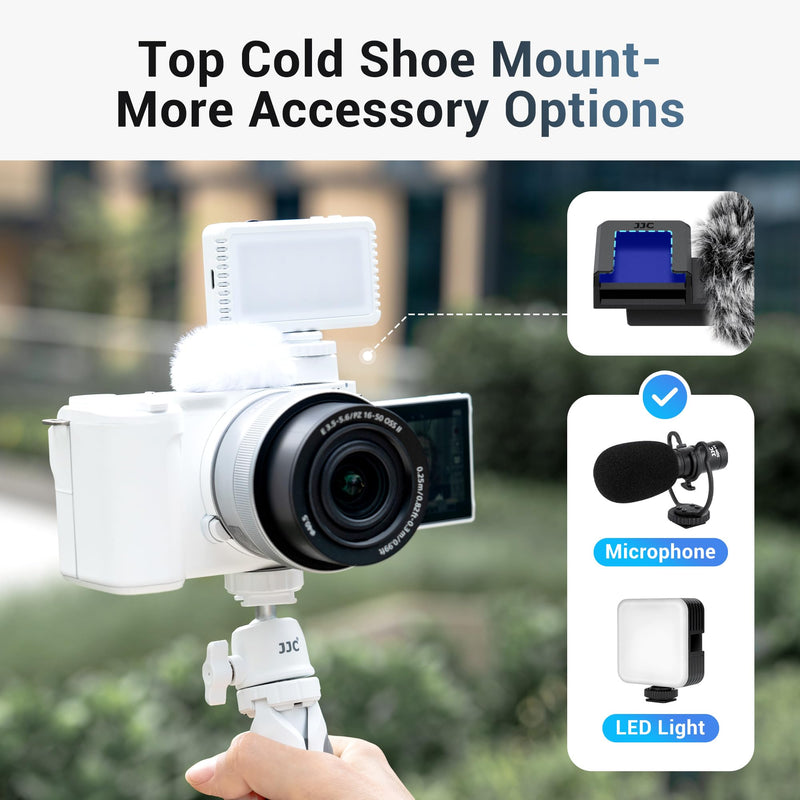 JJC Cold Shoe Wind Muff for Sony ZV-E10 II ZVE10 ZV-1F ZV1F ZV-1 II ZV1 ZV-E1 ZVE1 Vlog Cameras, Furry Windshield with Cold Shoe Mount Adapter for LED Light Microphone Attachment Vlogging Accessories Black For Sony Z Series Cameras