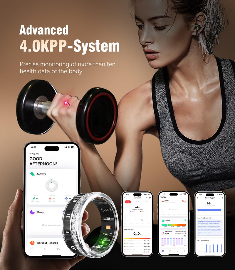 10 Gen Diamond Smart Ring and Wireless Charging Case【Industry Ranking No.1 – 0 Measurement Error】 2026 Smart Ring for Women & Men for Sleep Tracking Wearable Device,Fitness Ring 11# Silver-C 11#