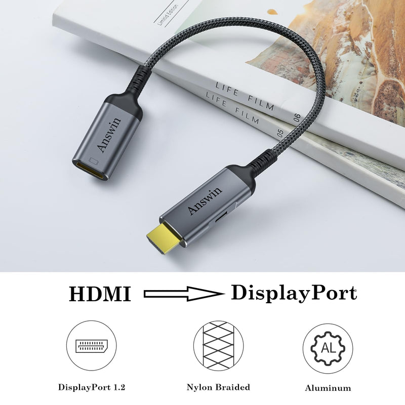 HDMI to DisplayPort Adapter Uni-Directional 4K@60Hz 2K@144Hz 1080P | HDMI Source to DisplayPort Monitor Compatible with PC Graphics Card Laptop Xbox One/360/NS/PS5/Mac Mini Support
