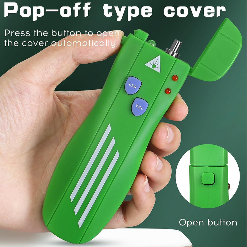 [AUSTRALIA] - Rechargeable Fiber Visual Fault Locator with FC/LC Adapter Kit, VFL Red Light Pen Compatible with SC/FC/ST/LC Interface Built-in LED Light for CATV Telecommunications Engineering Maintenance 