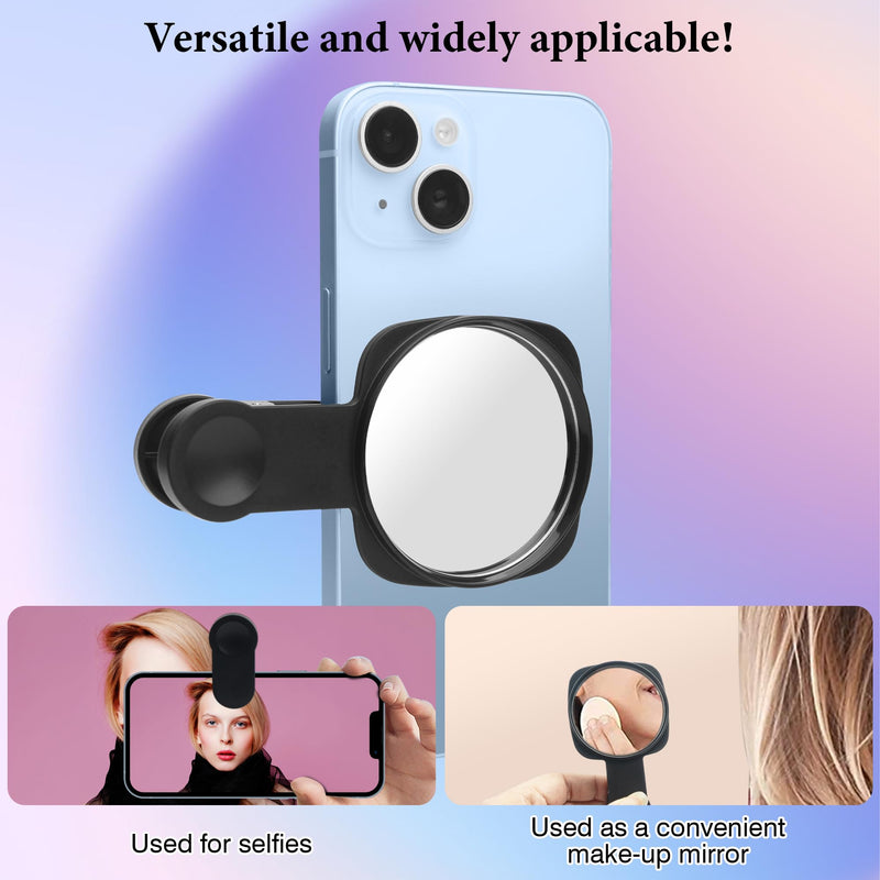 Phone Rear Camera Selfie Mirror - See How You Look in The Back Camera - for High Definition Photos (Black)