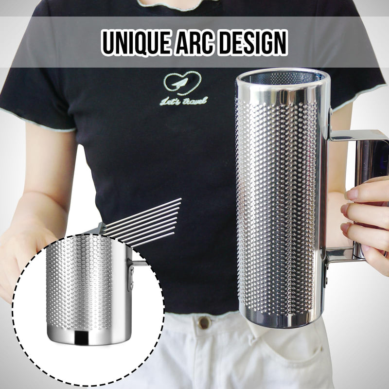 Soulmate Guiro Instrument 8" 3" Professional Metal Stainless Steel Guiro Percussion Shaker with Scraper, Band Accompaniment Sand Hammer Guiro Latin Instruments for Live Performance 3''x8''
