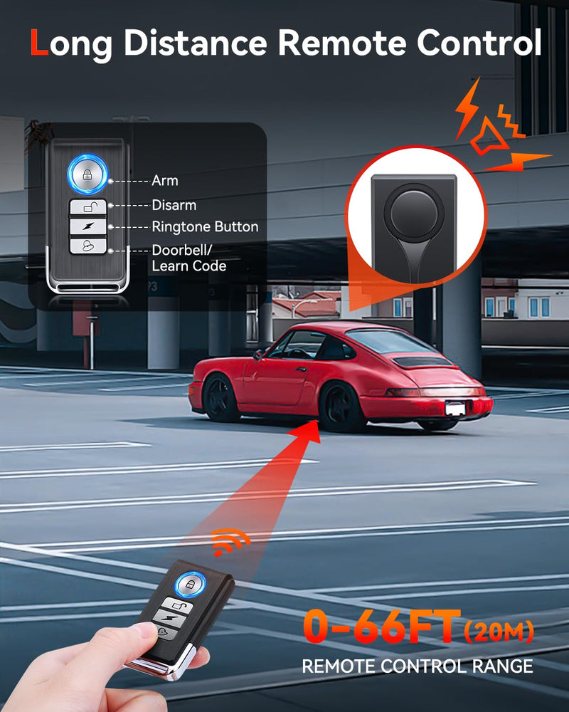 [AUSTRALIA] - Car Anti-Theft Vibration Alarm, ELECTOP 108dB Car Vibration Sound & Light Alarm, Wireless Remote Vibration Sensor Car Alarm Vehicle Security Alarm System Automotive Warning Interior Safety Red Light 