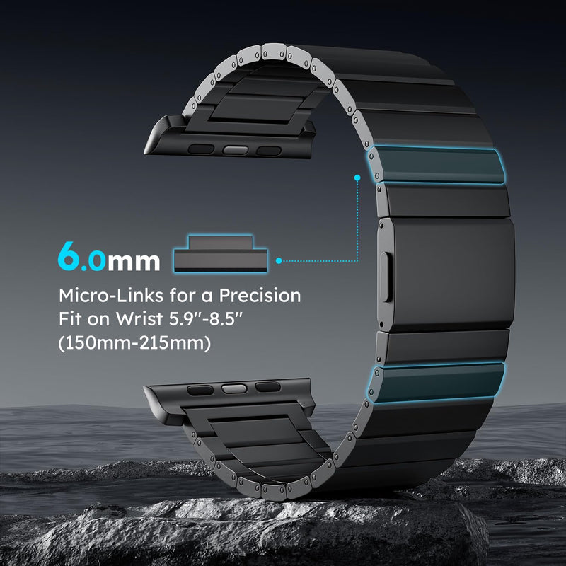 LULULOOK Titanium Band for Apple Watch Ultra 3/Ultra 2 49mm | Adjustable Magnetic Clasp Titanium Metal Straps, Men’s iWatch Band for Ultra with DLC Scratch Resistant Coating Black 49 mm