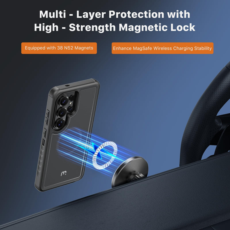 M MYBAT PRO for Samsung Galaxy S26 Ultra Case with Belt Clip Holster,Heavy Duty Protection Case for Galaxy S26 Ultra,Anti-Drop,Shockproof Cover,with 360°Rotating Kickstand Black
