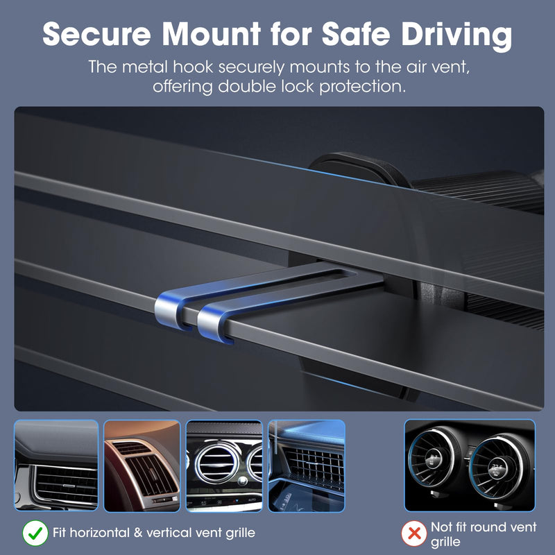 pitaka for Qi2 MagSafe Car Mount Charger with NFC Feature, 360° Rotation | 15W Magnetic Car Phone Holder, Compaitble with MagSafe and iPhone 17/16/15/14/13 Series, Air Vent Black - With NFC Feature