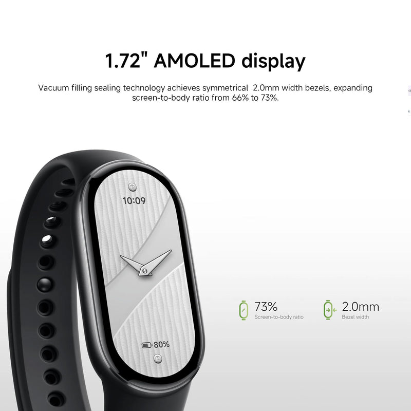 XIAOMI Mi Smart Watch Band 10, 5ATM Waterproof Fitness Step Tracker Sports Digital Smart Watch Health Band for Men Women, 1.72" AMOLED Display, 150+ Sports Modes 24/7 Sleep Monitor (Black) Black