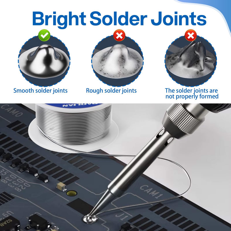Solder with Flux, Solder Wire 1 mm 100 g, Low Melting Point, Tin Content, Professional Soldering Wire for Soldering Repair Electronic Circuit Components and DIY Creation