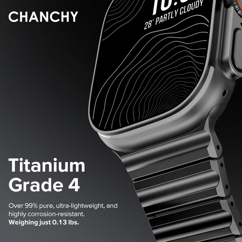 CHANCHY Grade 4 Titanium Silicone Magnetic Band for Apple Watch Bands Men | Titanium Silicone Dual-Layer Link 44/45/46/49mm, Business & Outdoor, Fits Apple Watch Ultra 3/2/1 Series 11 10 9 8 7 6 5 4 SE Titanium Edition, Black-Gray