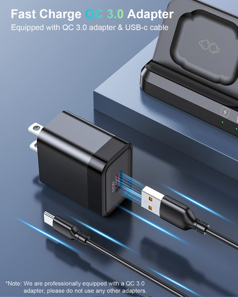 ZUBARR Wireless Charging Station for Samsung 3 in 1 Wireless Charger for Galaxy Z Flip 4/3 Z Fold 4 S22 S21 S20 Note20 Compatible with Samsung Watch Charger for Galaxy Watch 5/4/3, Galaxy Buds, Black