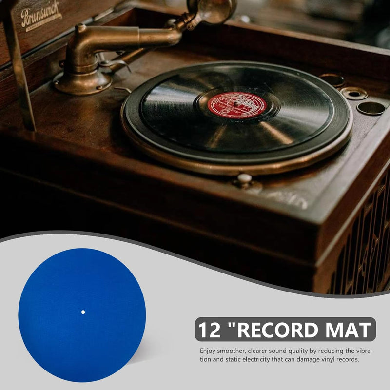 [AUSTRALIA] - Turntable Slipmat Blue Wool Mat, 12 Inch Turntable Mat Anti-Static for LP Vinyl Record?Record Player Accessories Professional Tuning Equipment Improve Sound(Blue) 