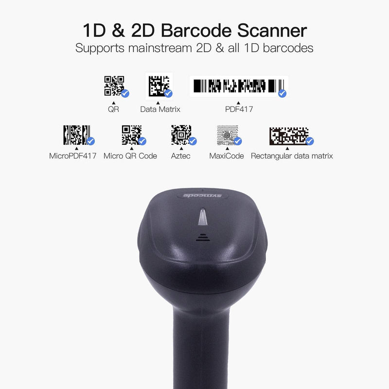 [AUSTRALIA] - Alacrity 1D 2D Barcode Scanner with Adjustable Stand Handheld Handsfree USB QR Barcode Reader Wired Plug and Play Automatic Scanning Available CMOS Image Bar Code Reader 2D with Stand USB 