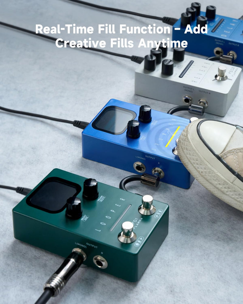 FLAMMA FF02 Drum Machine Guitar Pedal - 121 Drum Grooves, 11 Music Genres, Tap Tempo, Adjustable Rhythms, Stereo I/O for Live & Studio Use Drum Blue
