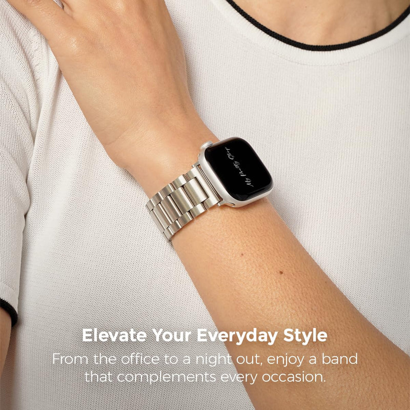 Compatible Apple Watch Band for Women, Stainless Steel- Fits Most Wrists | Series 1-11, SE and Ultra- iWatch Replacement Strap, Easy Resizing- Metal Fashion Watch Band 38MM / 40MM/ 41MM / (Series 10& 11 - 42 MM) Silver Gem
