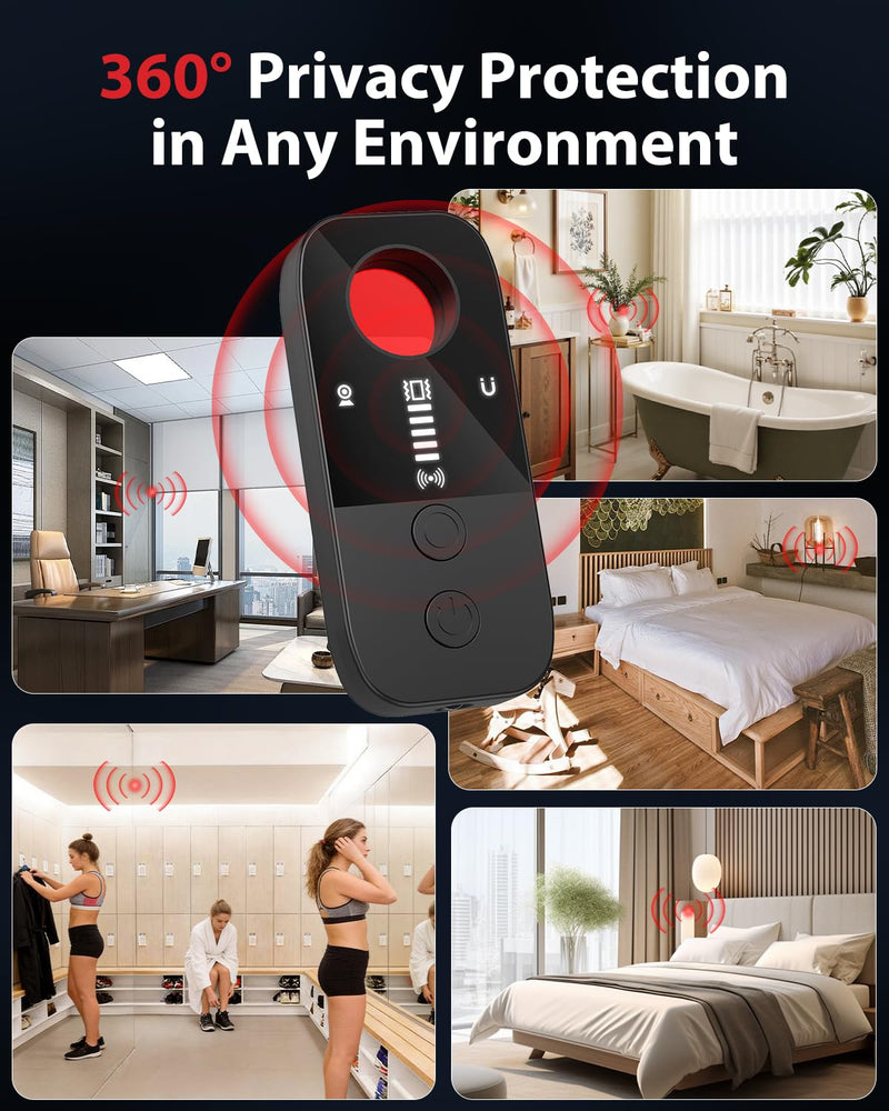 [AUSTRALIA] - Hidden Camera Detectors & Bug Detector, 2026 Upgraded Spy Camera Finder with 7 Modes | Detects RF Signals & GPS Trackers for Hotel, Office, Bathroom & Car | Portable with 720-Hour Battery Black 