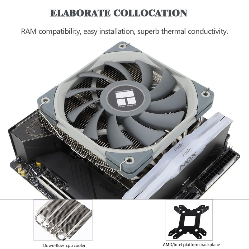 Thermalright-TR AXP120-X67 Low Profile CPU Air Cooler with Quite 120mm TL-C12015 PWM Fan, 6 Heat Pipes, 67mm Height, for AM4/AM5/Intel LGA 1700/1851/1150/1151/1155/1200/2011, PC Cooler