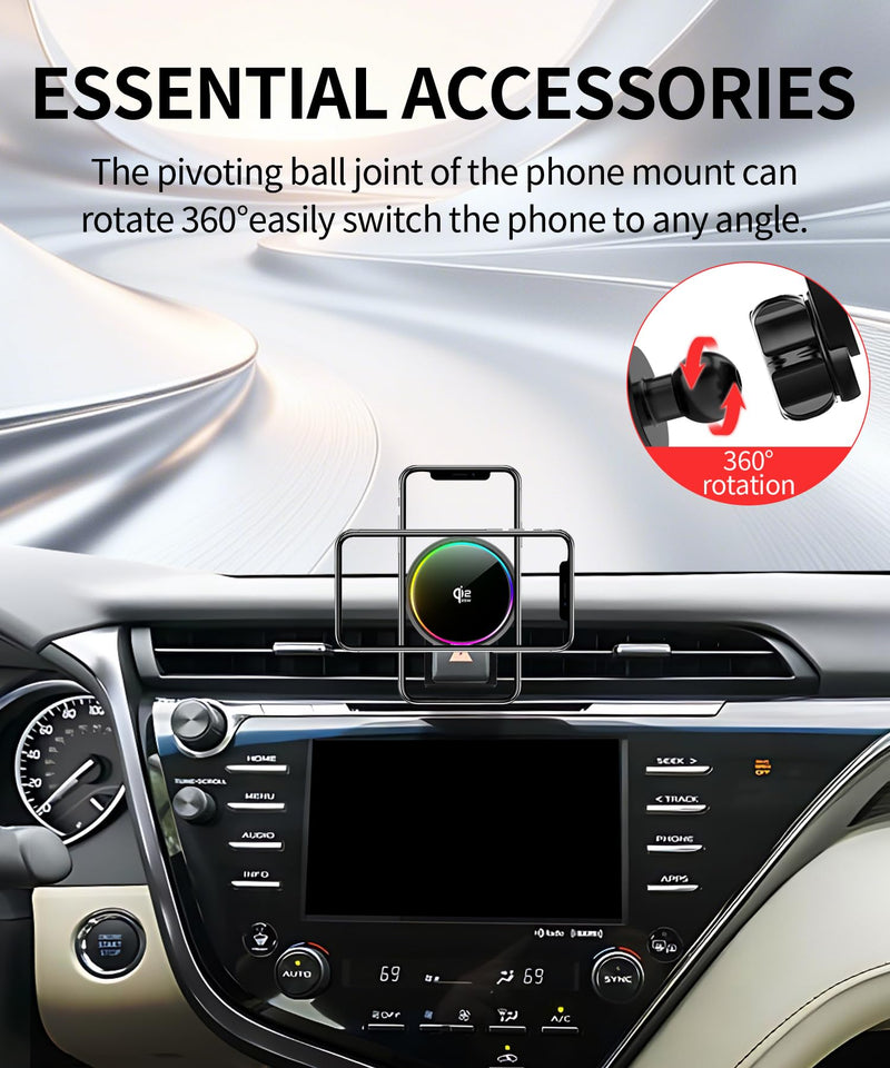 25W Car Mount Charger for Toyota Camry 2018-2020 | 2018-2020 Toyota Camry Qi2.2 25W MagSafe Fast Charging Cell Phone Holder Accessories,with Cooling Fan＆54W Fast Adapter for 2018-2020 Toyota Camry