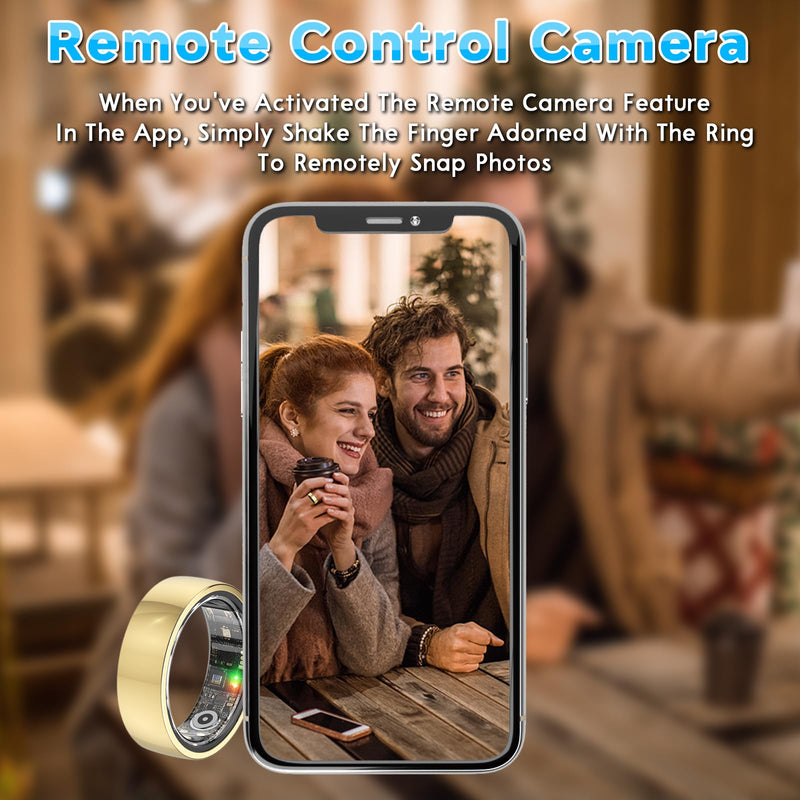 Smart Health Ring,Fitness Rings Tracker with Blood Pressure Monitor Heart Rate Blood Oxygen Sleep Monitor IP68 Waterproof Step Counter Calorie Tracker Health Rings for Women Men Android iOS Phones Gold 9
