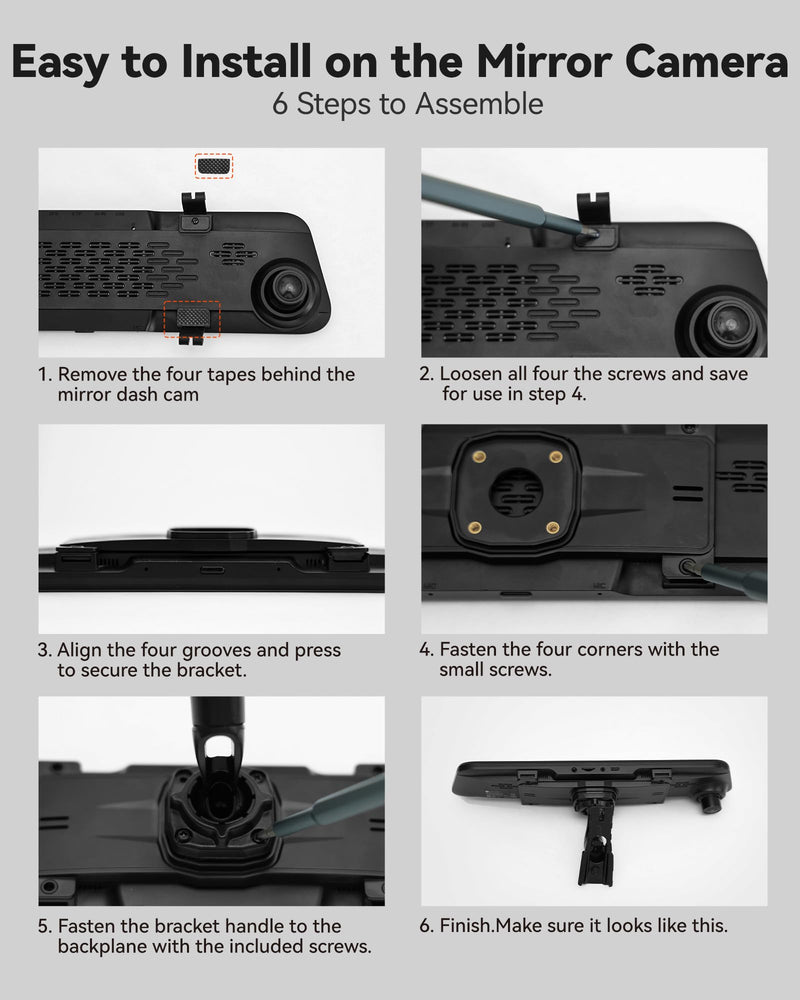 WOLFBOX Model 118 OEM Bracket Fit for 2008-2017 Kia BORreed, for USB C G840S/G840H/G850/G900 Mirror Dash Cam