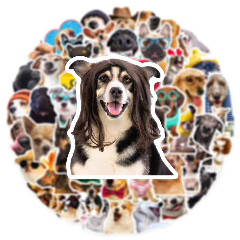 [AUSTRALIA] - 50 PCS Funny Dog Stickers Cute Animal Sticker for Journaling Laptop Scrapbook Water Bottles Guitar Suitcase Phone Snowboard Waterproof Vinyl Gifts for Women Girl Kids Adult Teens Brown 