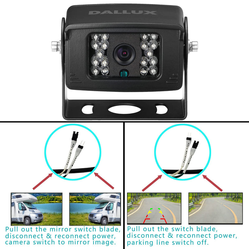 Truck Backup Camera with Parking Line Switch ON/Off for Bus/Travel Trailer/Van/Fifth Wheel/RV Camper