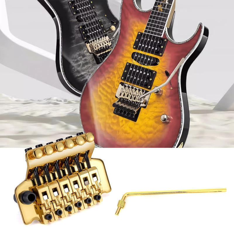 [AUSTRALIA] - Swhmc Floyd Rose Type Locking Tremolo Bridge, Gold 2-Point Electric Guitar Bridge & Parts Set w/Bar for Strat, Replacement Guitar Hardware 