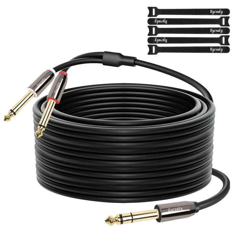 1/4 to Dual 1/4 Male Stereo Audio Cable, 6.35mm TRS to 2 x 6.35mm TS Mono Breakout Cable,Color-Coded Y-Splitter Interconnect Insert Cord for Recording, Mixer, Speaker, Amplifier,100ft, 1 Pack 100 Feet(1 pack) 1/4 to Dual 1/4 Cable