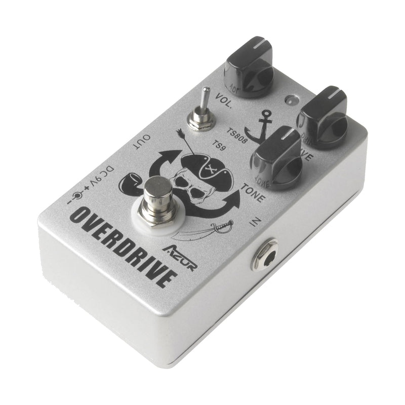 AZOR Overdrive Guitar Pedal Vintage Overdrive Effects，TS808 or TS9 Switch All-Metal Effect Pedal with True Bypass