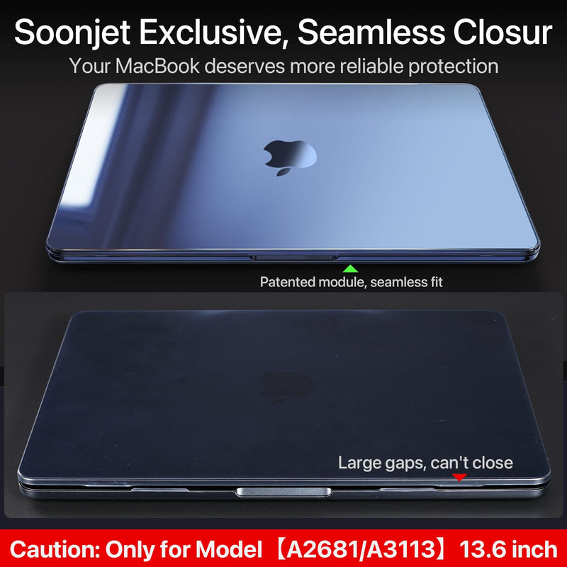 [AUSTRALIA] - for MacBook Air 13.6 inch Case M3 M2 2024-2022, Model A3113 A2681 [Exclusive Midnight] [Outshine Bare Beauty] Hard Shell Cover for MacBook Air M2 13 inch Case - Crystal Midnight 
