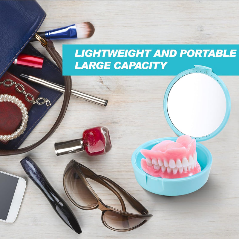 Arcjunys Braces Box with Mirror Denture Box Denture Box Retainer Case Tooth Rail Box for Travel and Daily Use