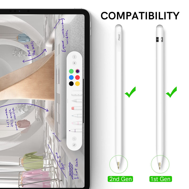 Delidigi 2 Pack Clear Pencil Tips for Apple Pencil 2nd Gen and 1st Gen, Upgraded Longer Metal Wear-Resistant Pen Like Nibs, Fine Point Precise Control Tips for Apple Pencil (Clear 1.8mm) Clear 1.8mm