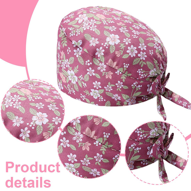 ZAMXHUG 2pcs Surgical Cap Adjustable with Button Work Cap Cotton Print Nurses Cap Unisex Dust Cap for Doctors, Nurses a