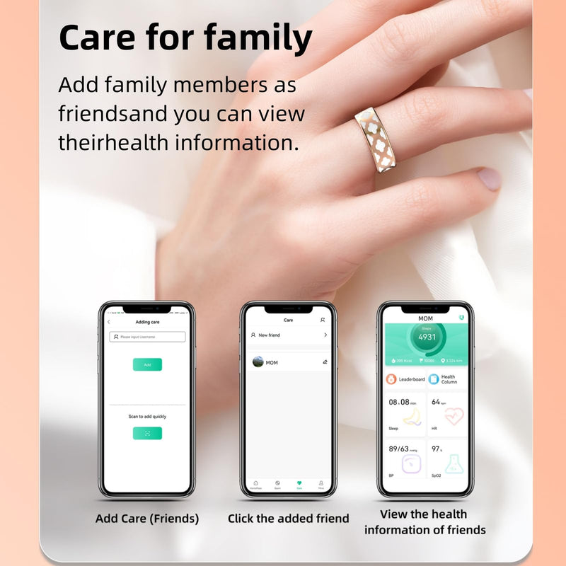 Smart Ring for Women Man, Enamel Flower Pattern Health Tracker Ring, Sleep&Exercise Monitor, IP68 Waterproof Activity Trackers, Fitness Ring with Charging Case and Ring Protector (12#)