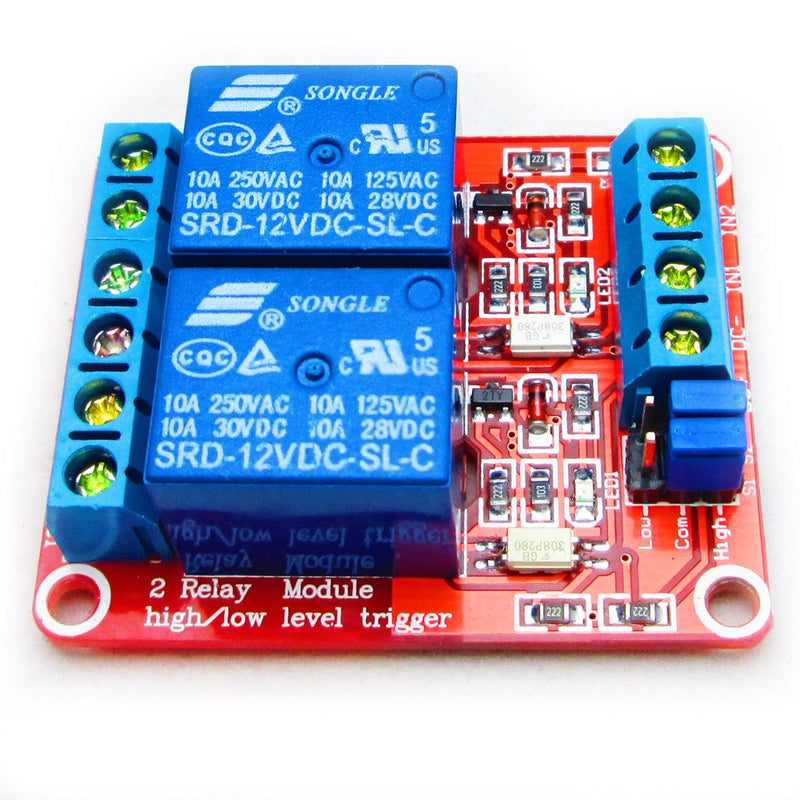 Hailege 2pcs DC 12V 2 Channel Relay Module with Insulated Optocoupler High and Low Level H/L Level Trigger Module Triggered by DC 12V