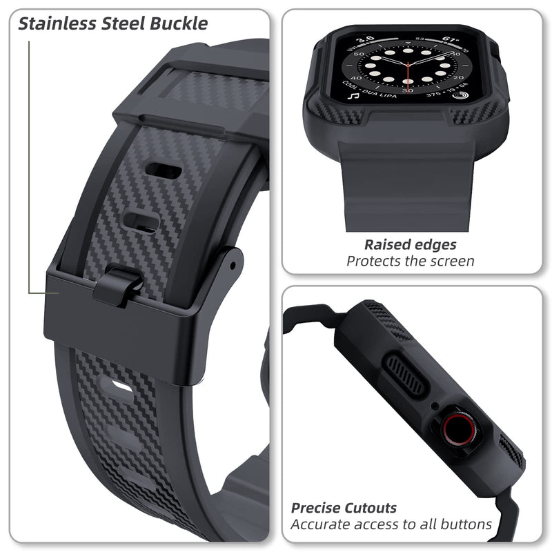 OROBAY Compatible with Apple Watch Band with Case 41mm 40mm 38mm, Matte Black and Dark Gray