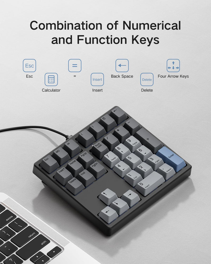 Custom Mechanical Number Pad, QMK/VIA Programmable Wired Numpad, 34 Key Hot Swappable USB Numeric Keypad with PBT Keycaps RGB Backlit Number Pad for Laptop, MacBook,PC Desktop