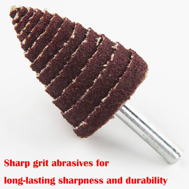 20 Pieces 4 Sizes Conical Grinding Heads with 6mm Universal Shank Spiral Grinding Head for Metal Wood Grinding