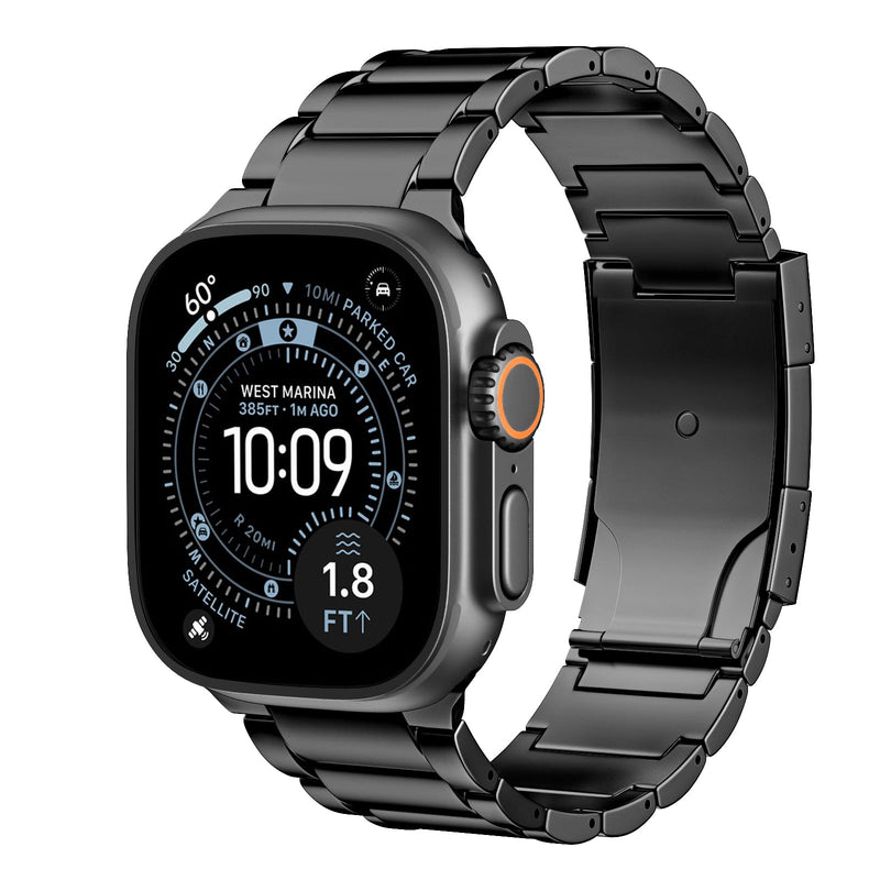 Upgraded Titanium Band Replacement Compatible with Apple Watch Band Ultra 3 Ultra 2/Ultra 49mm,iWatch Series 11/10 46mm,9/8/7 45mm,SE3/SE2/SE/6/5/4 44mm,3/2/1 42mm, Titanium Watch Band, Black