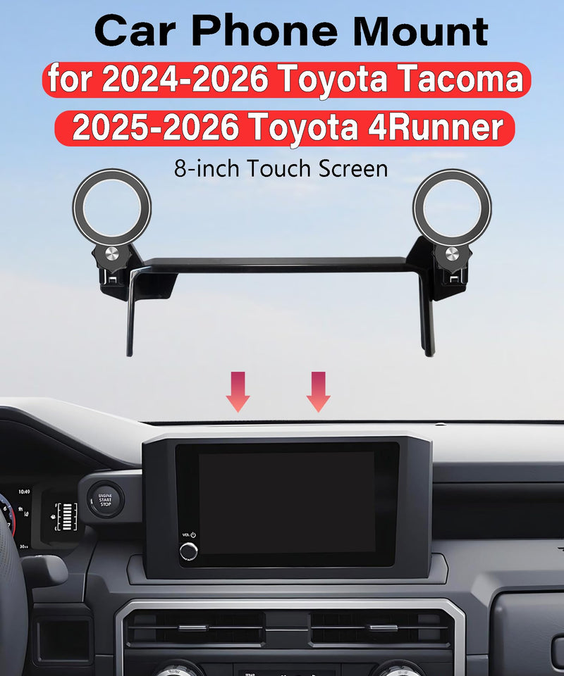 Car Phone Holder for Toyota Tacoma 2024-2026/4Runner 2025-2026 Accessories | 8" Screen Clip MagSafe Strong Magnetic Cell Phone Mount, Dual Slots Holders for Driver & Passenger,360° Rotatable Handsfree for Tacoma 2024-2026/4Runner 2025-2026 (8" Screen)