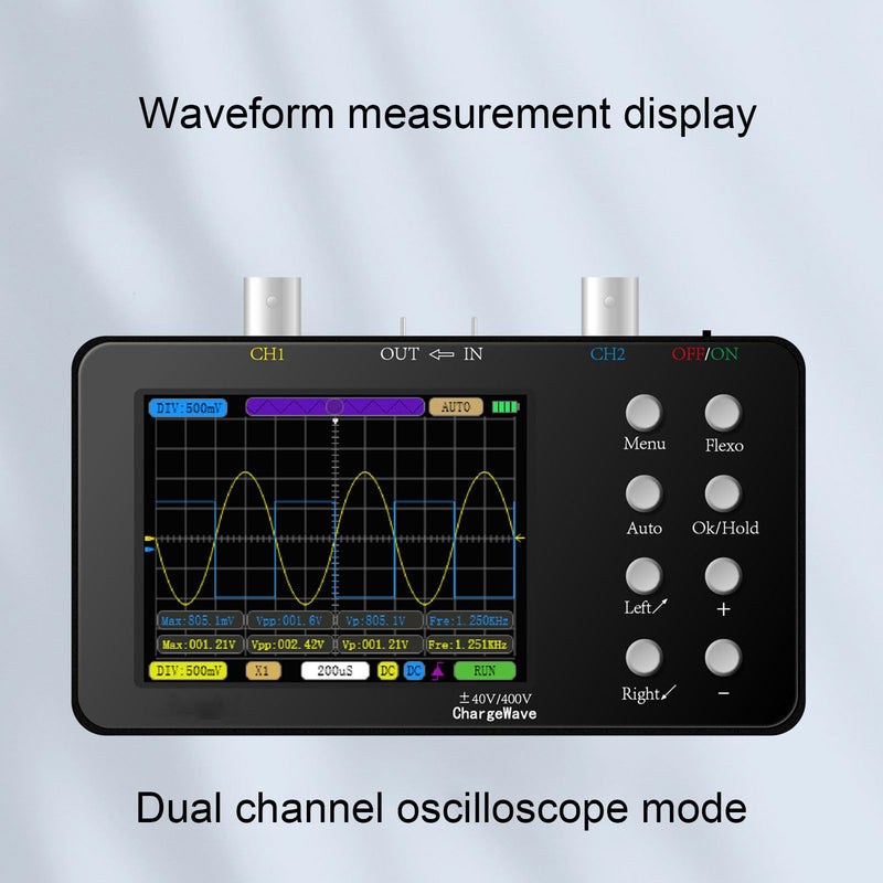 Digital Oscilloscope, 2-in-1 Oscilloscope and Signal Generator, 50 Ms/s Professional Handheld Oscilloscope, 2 Channel Digital Oscilloscope, with 3.2 Inch LCD Display for Repair of Electronics