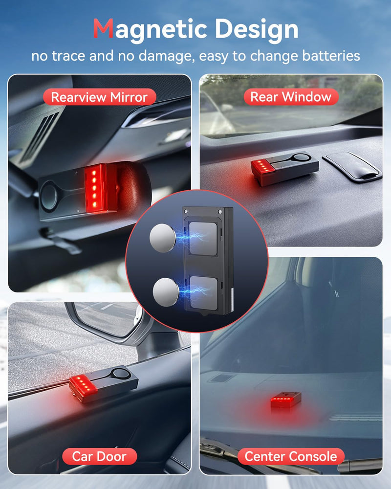 Car Vibration Sound & Light Alarm with Remote, ELECTOP 108dB Automobile Anti-Theft Vibration Alert, Anti-Theft LED Flashing Security Light Wireless Remote Vehicle Security Alert with 2pcs Alarm 2 Alarm(Upgraded Remote)