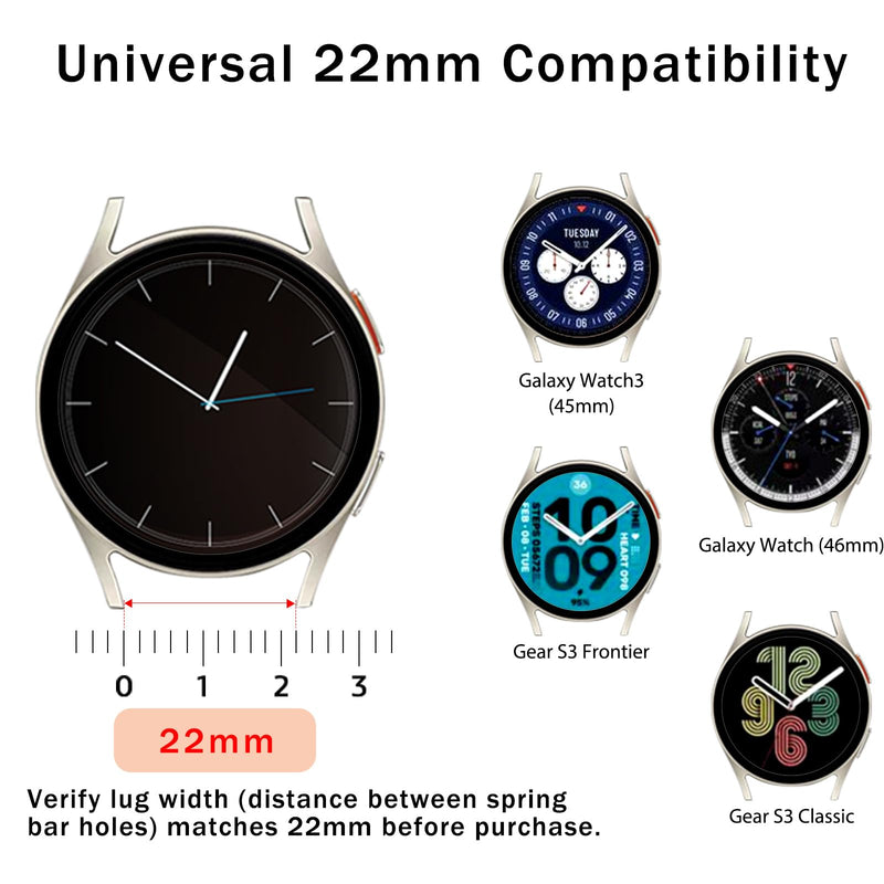 22mm Premium Italy Leather Watch Bands Compatible with Samsung Watch 3 45mm, Galaxy 46mm, Gear S3 Frontier, Quick Release Wear-resistant Leather Watch Straps Replacement Band for Women Men(Packof2)