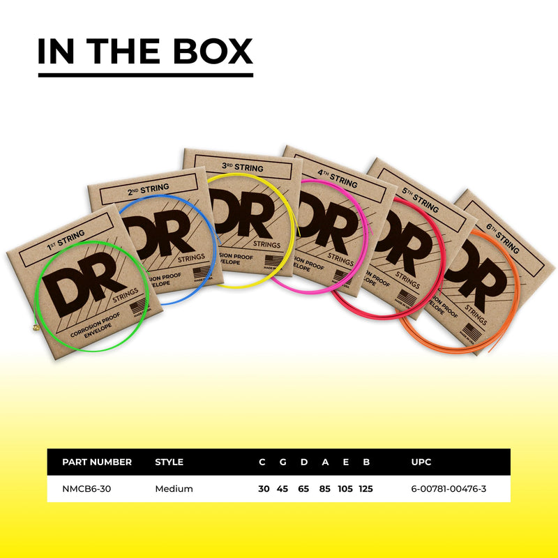 DR Strings HI-DEF NEON Bass Guitar Strings (NMCB6-30)