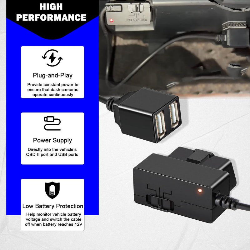 010-12530-23 Constant Vehicle Power Cable for Garmin Dash Cam | Compatible with 46, 47, 56, 57, 66W, 67W, Live, Mini, Mini 2, Tandem, Connects to Vehicle's OBD-II Port