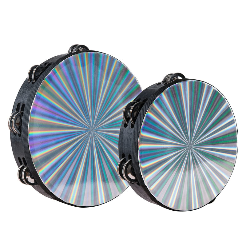 [AUSTRALIA] - Radiant Tambourine 10 Inch Hand Held Tambourine Double Row Jingles Reflective Drum Percussion Musical Instrument for Adults Church KTV Party Dance Radiant10inch 