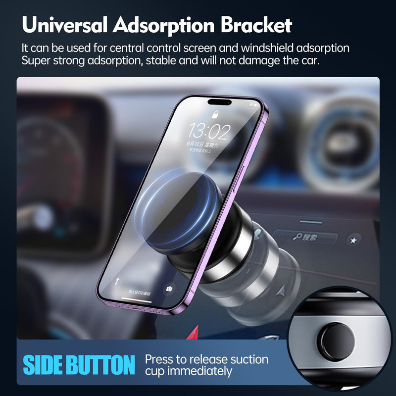 Suction Cup Phone Mount,Magnetic Phone Holder for Car,360°Adjustable Vacuum Suction Phone Mount, Foldable Portable Phone Holder for Car Accessories, Suitable for iPhone, Android, Samsung