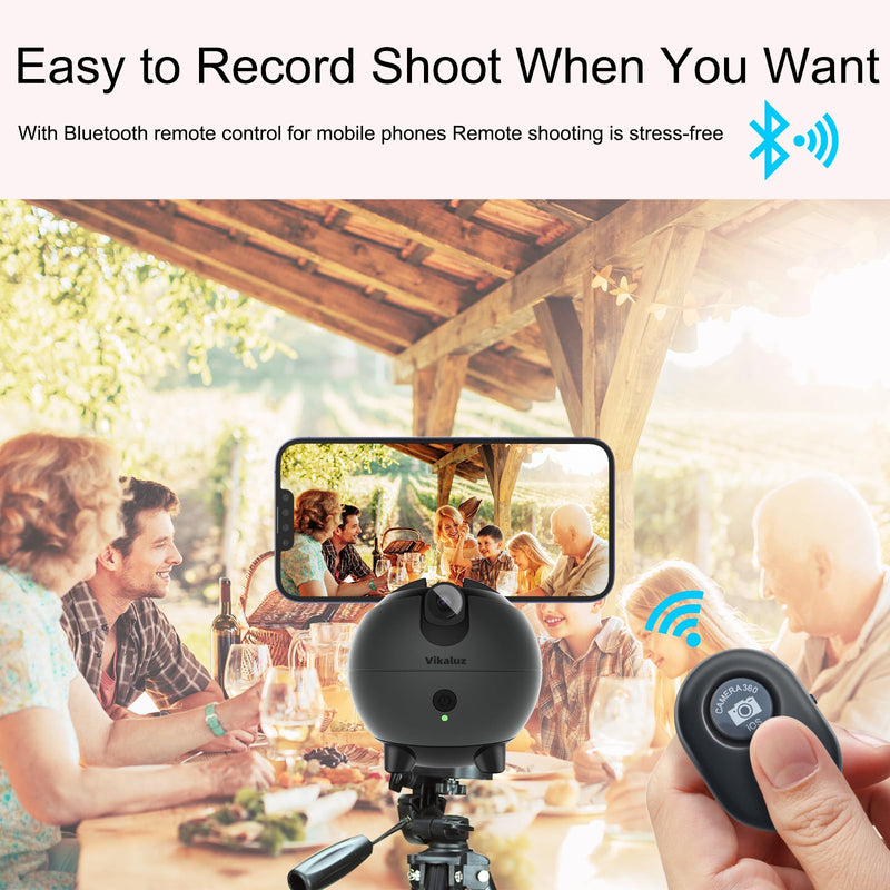 Auto Tracking Phone Holder, Auto Face Tracking Tripod, 360° Rotation Face Body Phone Tracking Tripod, AI-Powered Face Tracking,No APP Live Vlog Tiktok Video-Grey